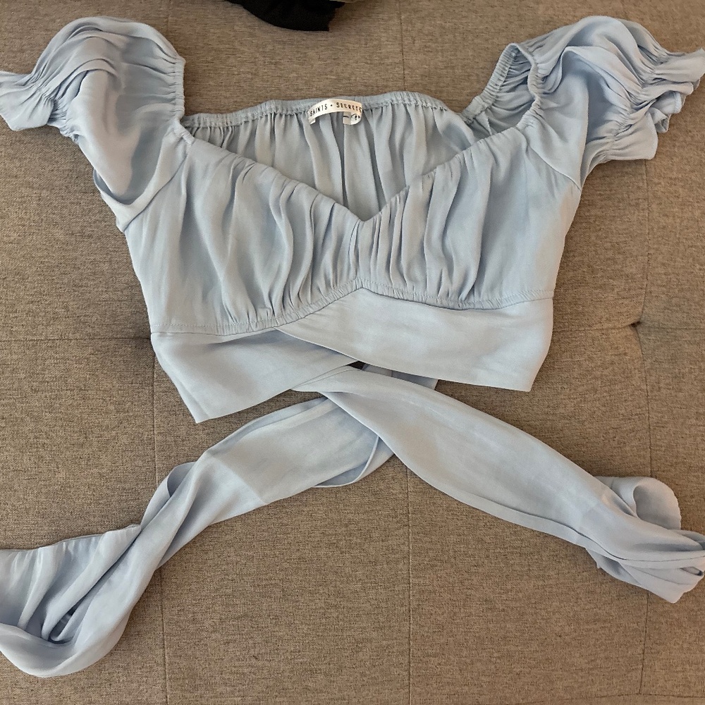 Light blue crop top
